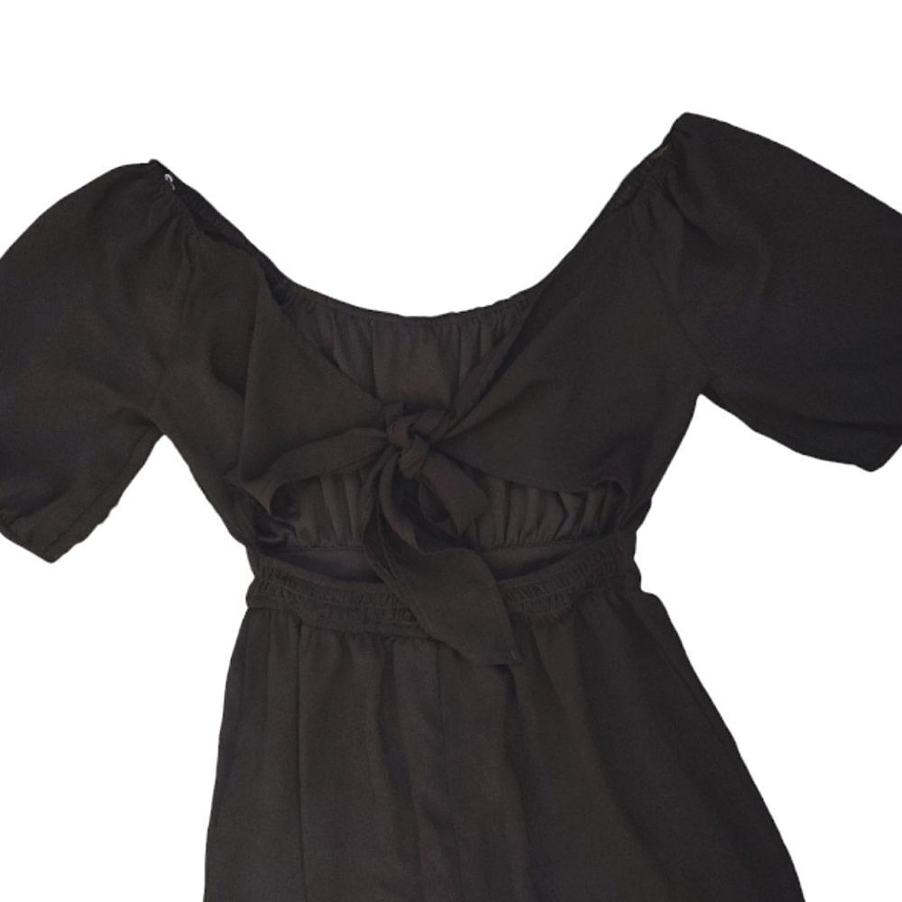 Inspired Hearts Solid Black Tie Back Cropped Wide… - image 5